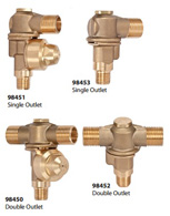 Spraying Systems 98450-1/4F 1/4" Female Double-Outlet Brass Rollover w/ CV Spraying Systems 98450-1/4F 1/4" Female Double-Outlet Brass Rollover w/ CV